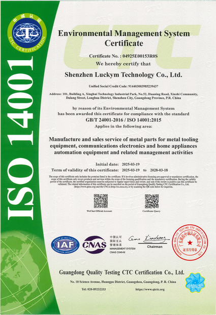 La CINA Shenzhen Luckym Technology Co., Ltd. Certificazioni