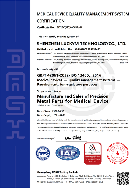 La CINA Shenzhen Luckym Technology Co., Ltd. Certificazioni